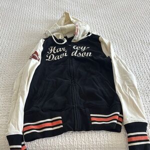 Harley-Davidson Black and Cream Zip hoodie